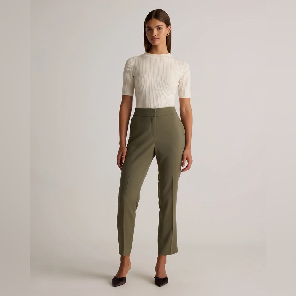 Quince Stretch Crepe Ankle Pants in Olive 10 - Picture 2 of 11